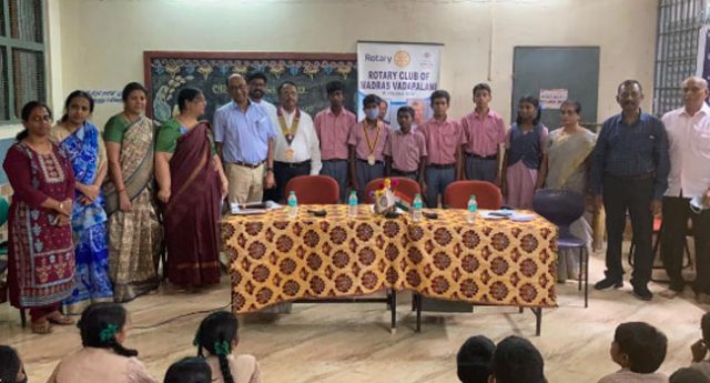 Interact club installation at Government High School, Kanniappa nagar on 11th July-2022